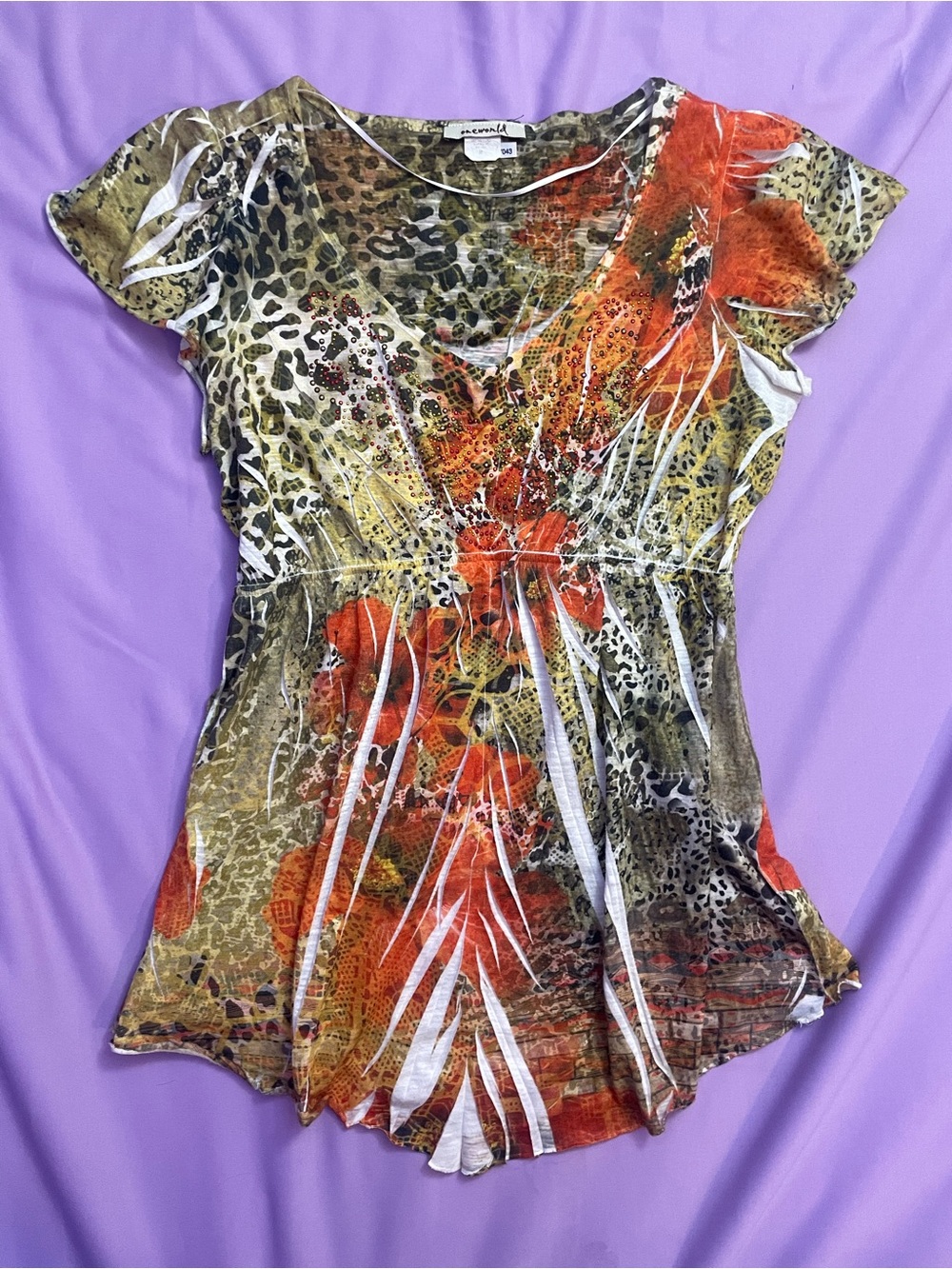 Y2K vintage babydoll rhinestone McBling Fairy Grunge top M